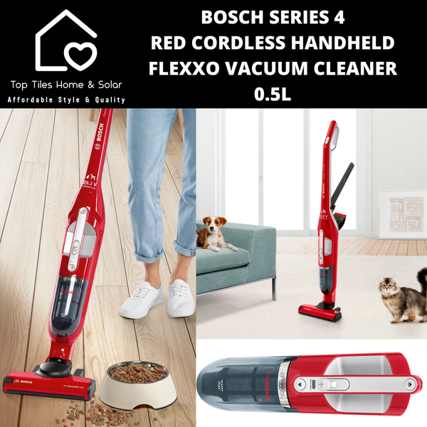 Bosch Series 4 - Red Cordless Handheld Flexxo Vacuum Cleaner - 0.5L