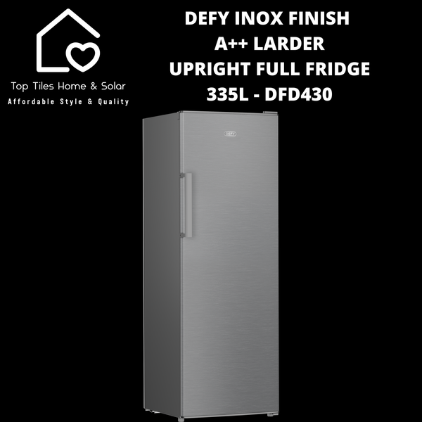 Defy Inox Finish A++ Larder Upright Full Fridge - 335L DFD430
