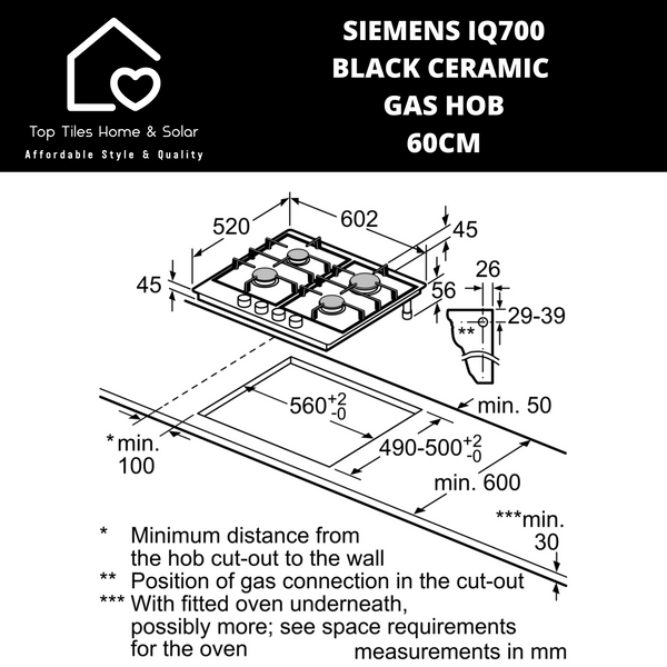 Siemens iQ700 - Black Ceramic Gas Hob - 60cm
