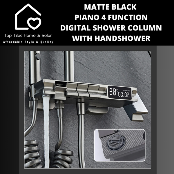 Black Piano 4 Function Digital Shower Column With Handshower