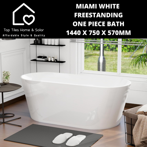 Miami White Freestanding One Piece Bath - 1440 x 750 x 570mm
