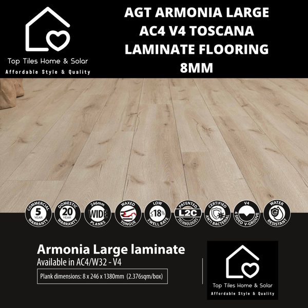 AGT Armonia Large AC4 V4 Toscana Laminate Flooring - 8mm