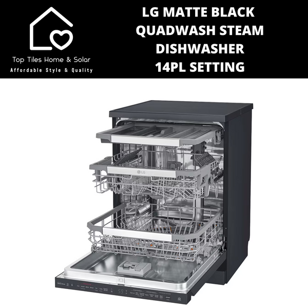 LG Matte Black QuadWash Steam Dishwasher - 14Pl Setting