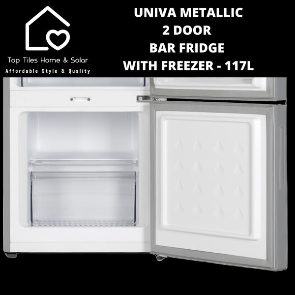Univa Metallic 2 Door Bar Fridge with Freezer - 117L