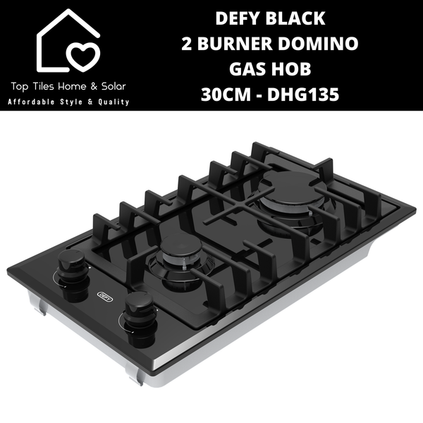 Defy Black 2 Burner Domino Gas Hob - 30cm DHG135