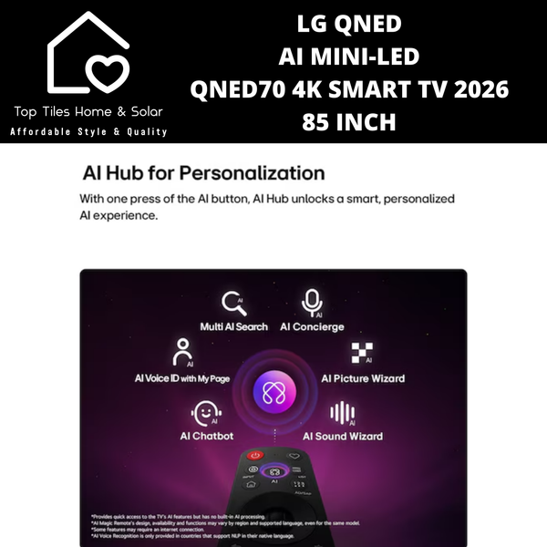 LG QNED AI Mini LED QNED70 4K Smart TV 2026 - 85 Inch