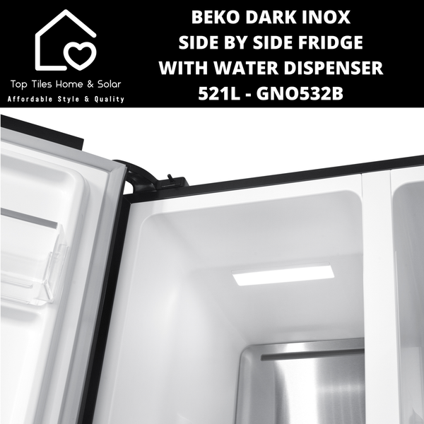 Beko Dark Inox Side By Side Fridge with Water Dispenser - 521L GNO532B