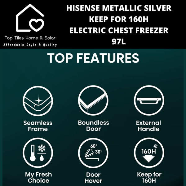 Hisense Metallic Silver Keep For 160H Electric Chest Freezer - 97L