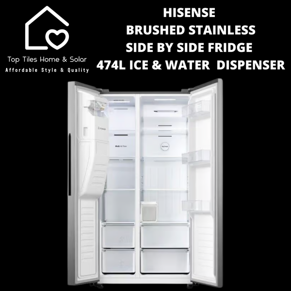 Hisense Brushed Stainless Fridge  - 474L Water & Ice Dispenser