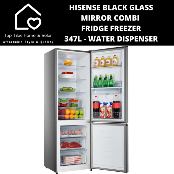 Hisense Black Mirror Combi Fridge Freezer - 347L Water Dispenser