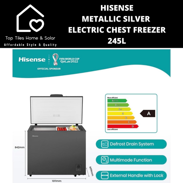 Hisense Metallic Silver Electric Chest Freezer - 245L