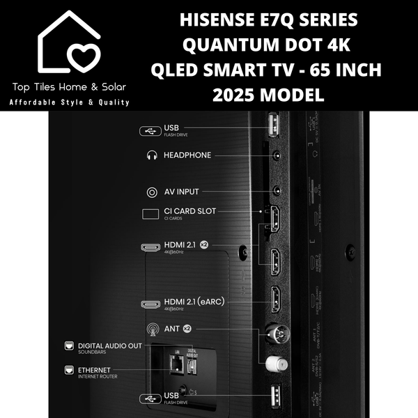 Hisense E7Q Series Quantum Dot 4K QLED Smart TV - 65 Inch 2025 MODEL