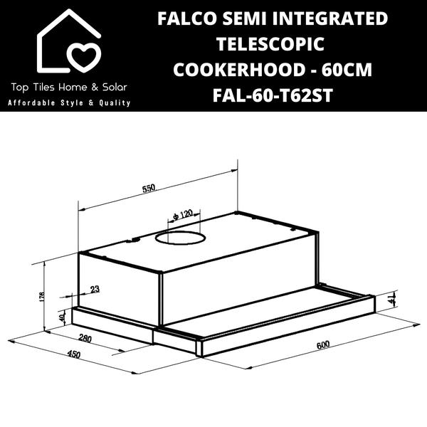 Falco Semi Integrated Telescopic Cookerhood - 60cm FAL-60-T62ST