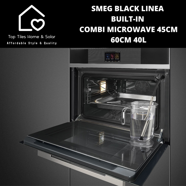 Smeg Black Linea Built-in Combi Microwave 45cm - 60cm 40L