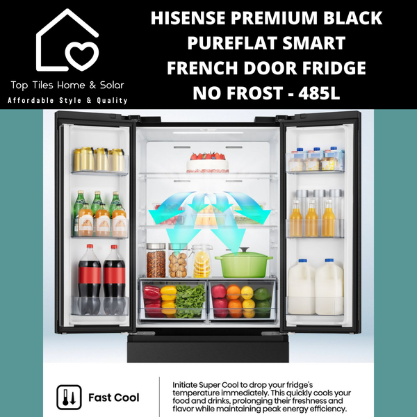 Hisense Premium Black PureFlat Smart No Frost French Door Fridge - 485L