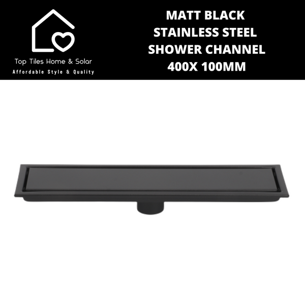 Matt Black Stainless Steel Shower Channel - 400 x 100mm