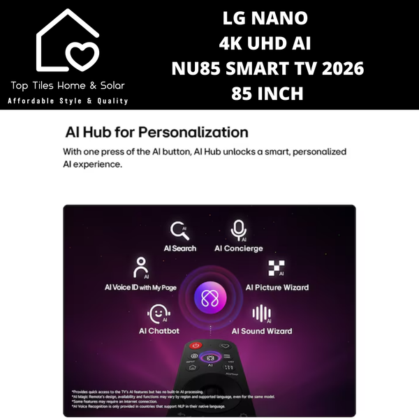 LG NANO 4K UHD AI NU85 Smart TV 2026 - 85 Inch