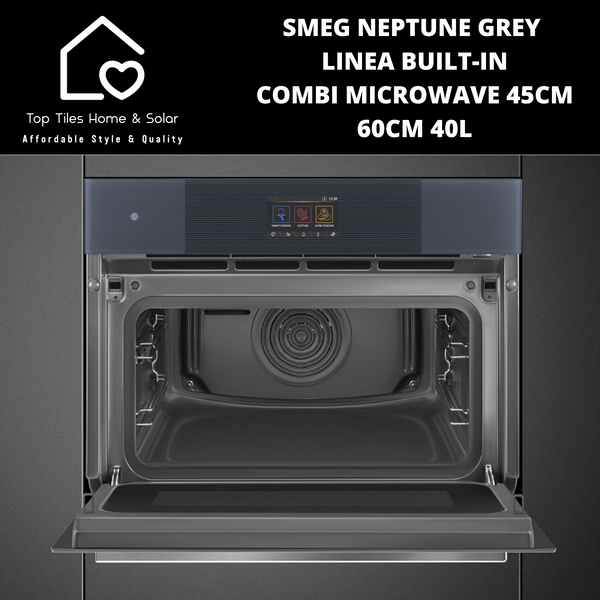 Smeg Neptune Grey Linea Built-in Combi Microwave 45cm - 60cm 40L