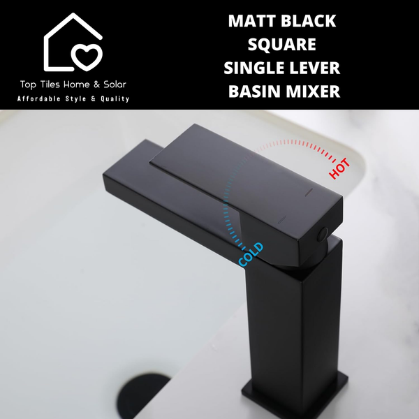 Matt Black Square Single Lever Basin Mixer