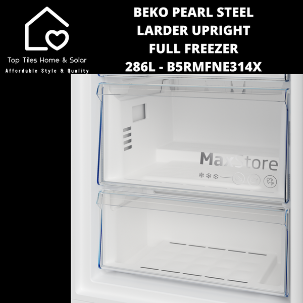 Beko Pearl Steel Larder Upright Full Freezer - 286L B5RMFNE314X