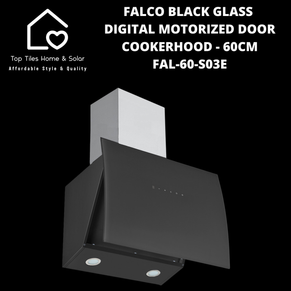 Falco Black Glass Digital Motorized Door Cookerhood - 60cm FAL-60-S03E