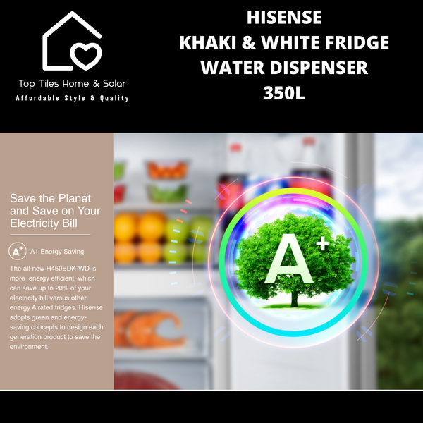 Hisense Khaki & White Combi Fridge - 350L Water Dispenser
