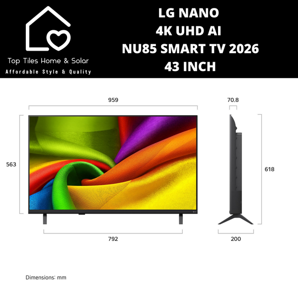 LG NANO 4K UHD AI NU85 Smart TV 2026 - 43 Inch