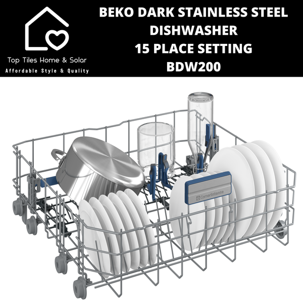 Beko Dark Stainless Steel Dishwasher - 15 Place Setting - BDW200