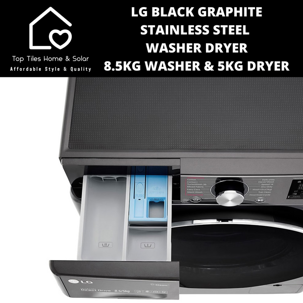 LG Black Steel Vivace Washer Dryer - 8.5kg Washer & 5kg Dryer