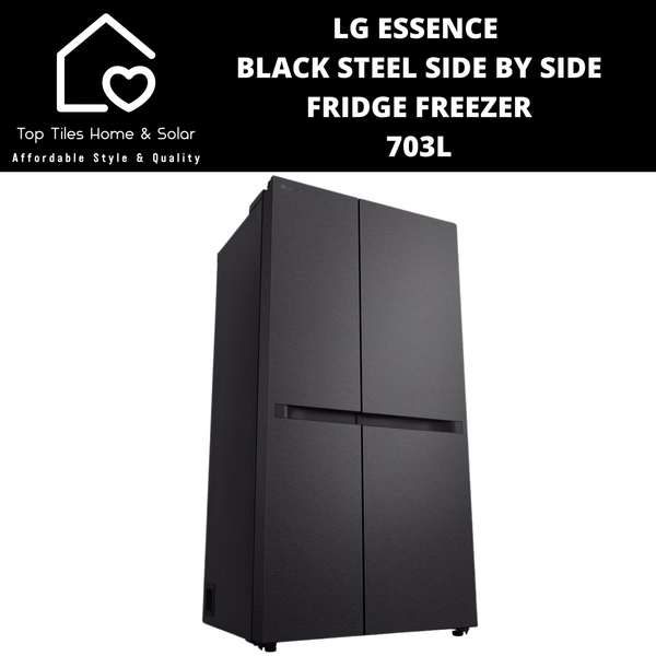 LG Essence Black Steel Side by Side Fridge Freezer - 703L
