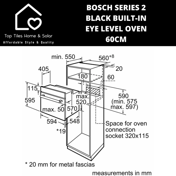 Bosch Series 2 - Black Built-In Eye Level Oven - 60cm
