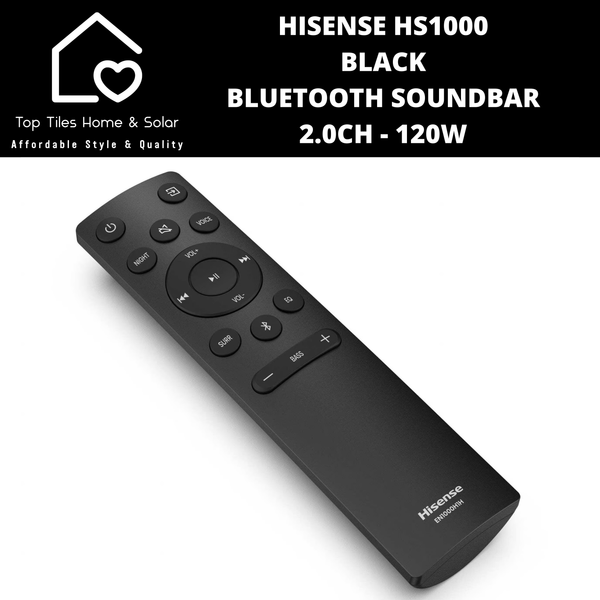 Hisense HS1000 Black Bluetooth Soundbar 2.0Ch - 120W