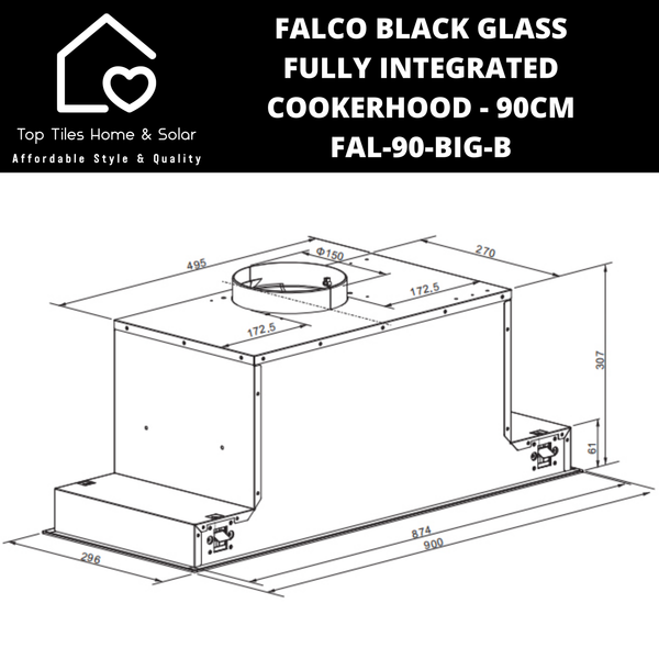 Falco Black Glass Fully Integrated Cookerhood - 90cm FAL-90-BIG-B