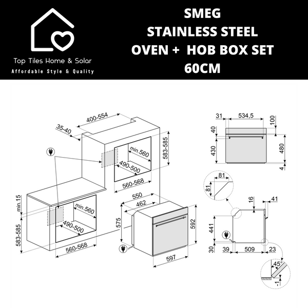 Smeg Stainless Steel Oven +  Hob Box Set - 60cm