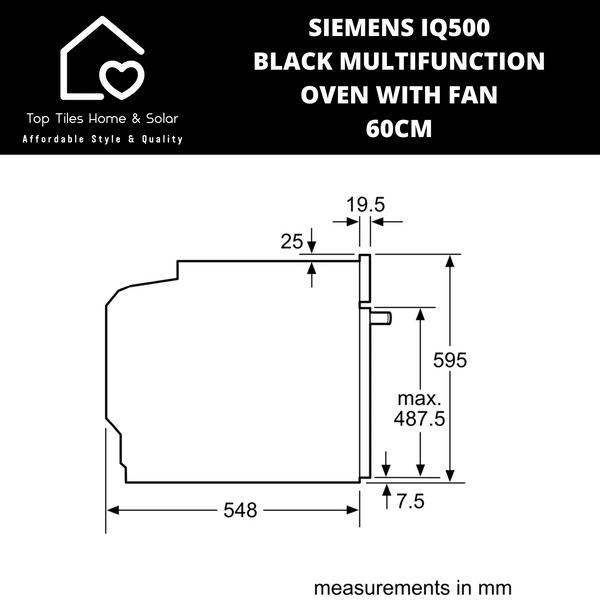 Siemens iQ500 - Black Multifunction Oven with Fan - 60cm