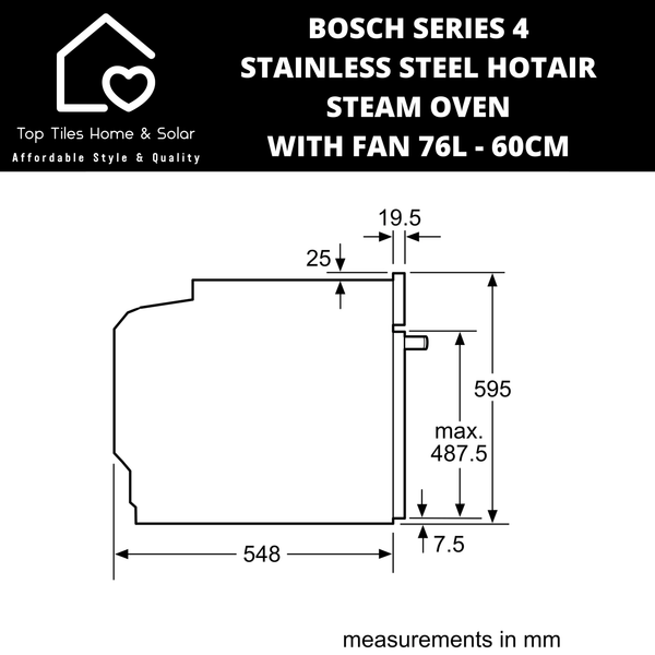 Bosch Series 4 - Stainless Steel - HotAir Steam Oven with Fan 76L - 60cm