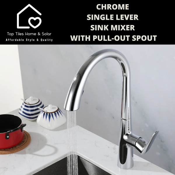 Chrome Single Lever Sink Mixer With Pull-Out Spout