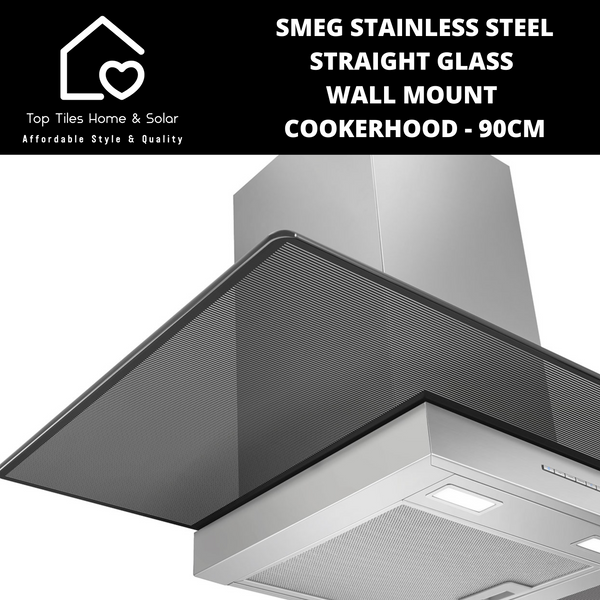 Smeg Stainless Steel Straight Glass Wall Mount Cookerhood - 90cm
