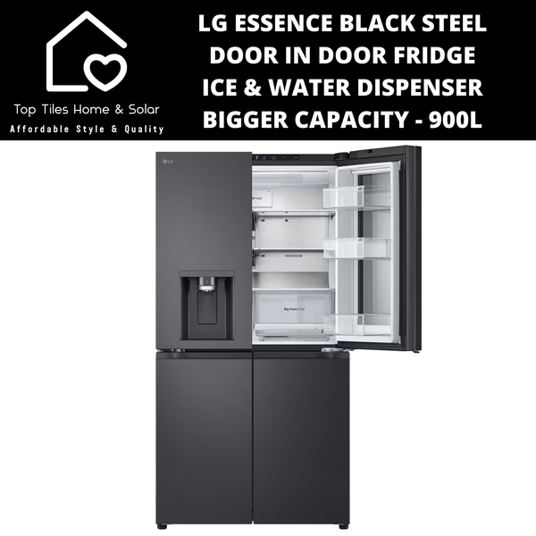 LG Essence Black Steel Door in Door Fridge with Ice & Water Dispenser - 900L