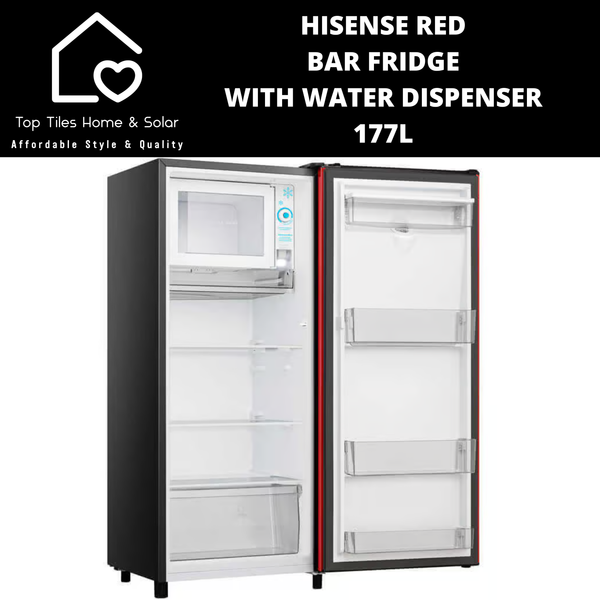 Hisense Red Bar Fridge with Water Dispenser - 177L