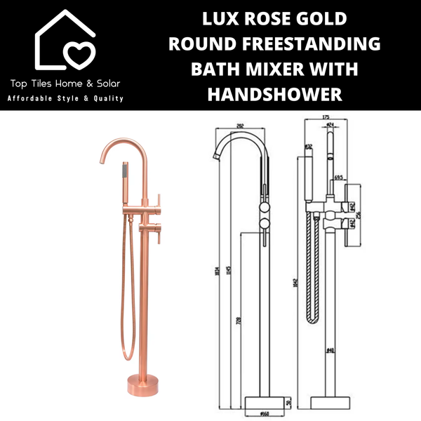 Lux Rose Gold Round Freestanding Bath Mixer With Handshower