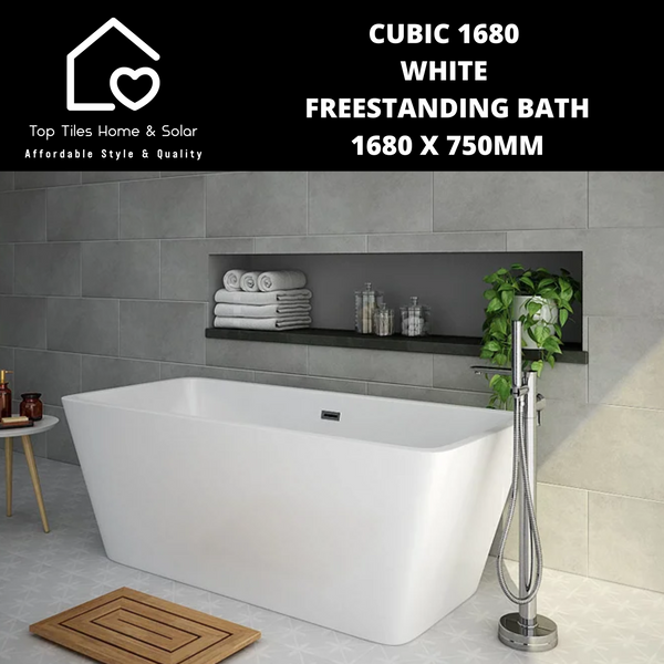 Cubic 1680 White Freestanding Bath - 1680 x 750mm