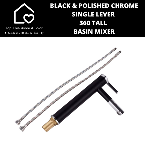 Black And Polished Chrome Single Lever 360 Tall Basin Mixer