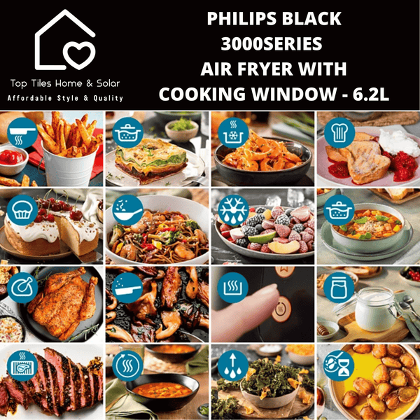 Philips Black 3000Series Air Fryer with Cooking Window - 6.2L