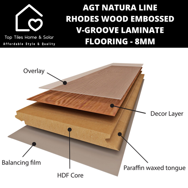 AGT Natura Line Rhodes Wood Embossed V-Groove Laminate Flooring - 8mm