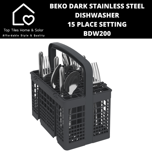 Beko Dark Stainless Steel Dishwasher - 15 Place Setting - BDW200