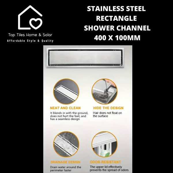 Stainless Steel Rectangle Shower Channel - 400 x 100mm