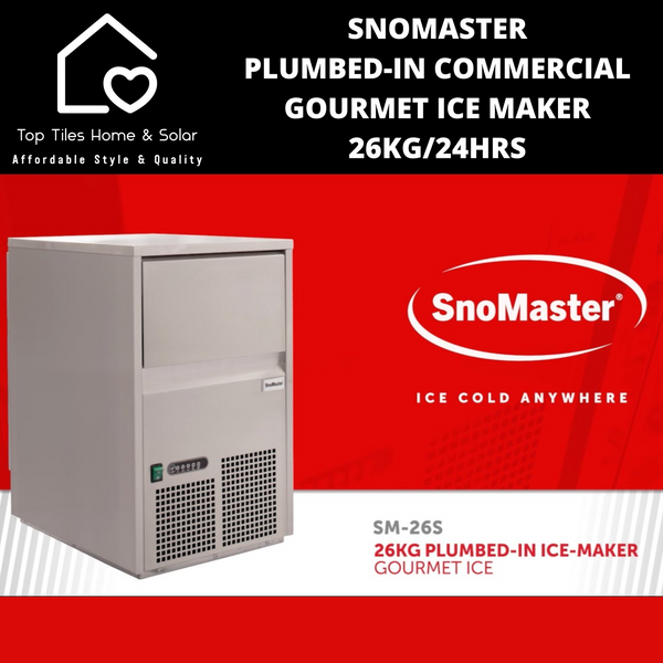 SnoMaster Plumbed-in Commercial Gourmet Ice Making Machine - 26kg/24Hrs