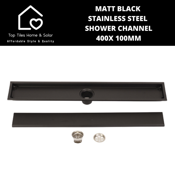 Matt Black Stainless Steel Shower Channel - 400 x 100mm
