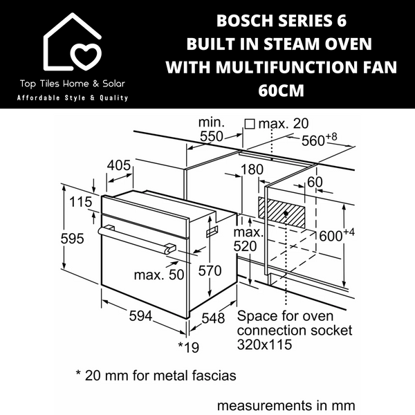 Bosch Series 6 - Built in Steam Oven with Multifunction Fan - 60cm